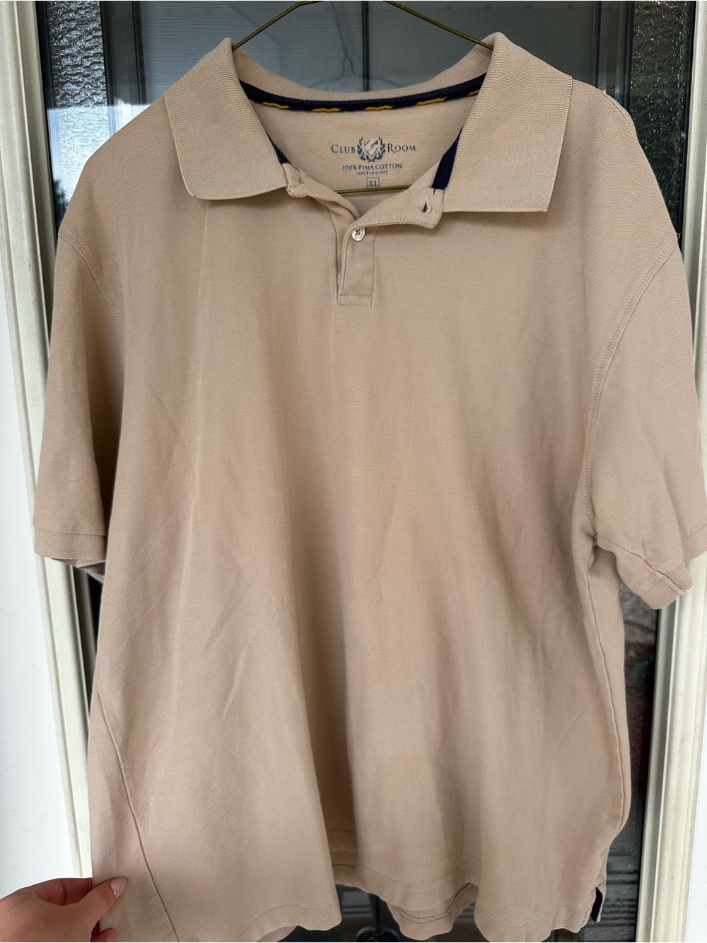 100% Pima cotton Club Room Beige Short-Sleeve Polo